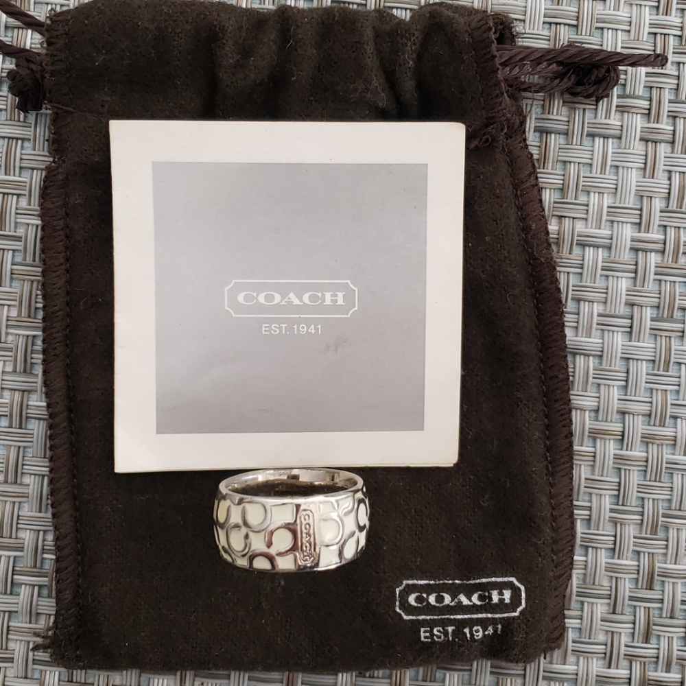 Coach white & silver ring